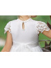 Cap Sleeves Ivory Lace Tulle Keyhole Back Flower Girl Dress